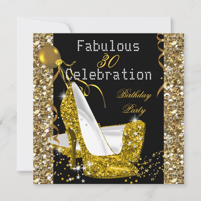 Invitation Talons scintillants jaune or Fête d'anniversaire (Devant)