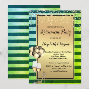 Invitation Talons,Verre,Ballons,Raies Vertes Retraite