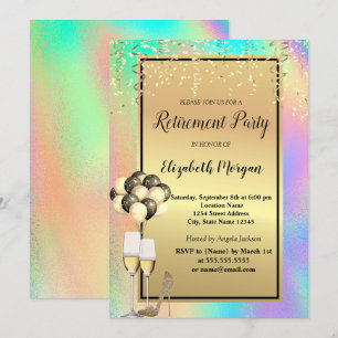Invitation Talons,Verre,Ballons,Retraite holographique