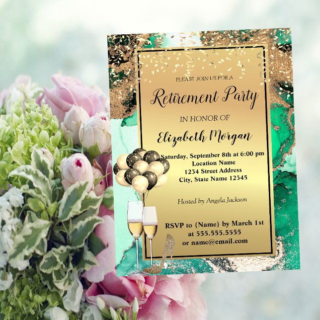 Invitation Talons verts, Ballons, Retraite de marbre vert (Créateur téléchargé)
