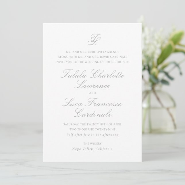 Invitation Talula Grey Mariage élégant (Debout devant)