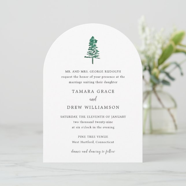Invitation Tamara Pine Tree Mariage moderne (Debout devant)