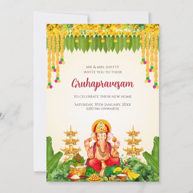 Invitation Tamil Gruhapravesham invite Telugu Housewarming (Devant)