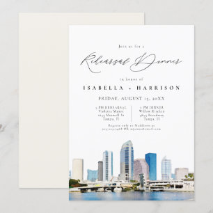 Invitation TAMPA Aquarelle Skyline Florida Dîner de répétitio