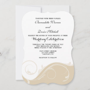Invitation Tan Beige Floral Swirl Mariage en crochet Invite