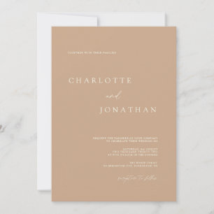 Invitation Tan Bohemian Rustic Moderne Mariage simple