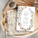 Invitation Tan Boho<br><div class="desc">Cette invitation de mariage élégante et élégante présente de magnifiques fleurs sauvages d'aquarelle peints à la main disposés comme une jolie couronne avec un joli motif sur le dos. Trouvez les éléments correspondants dans la collection de Mariages Fleurs sauvages Tan Boho.</div>