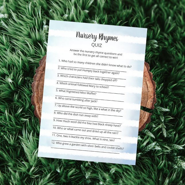Invitation Tan Bunny Blue Nursery Rhymes Jeu de Quiz (Créateur téléchargé)