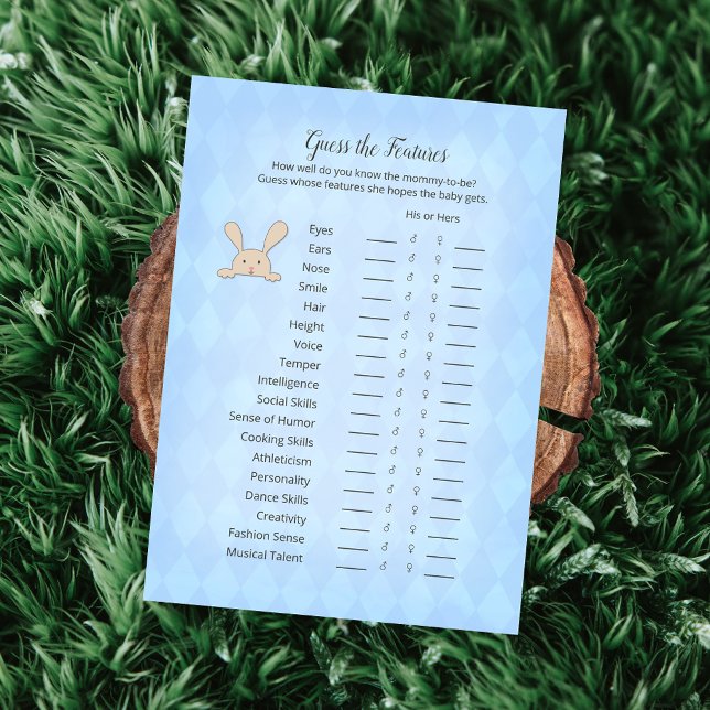 Invitation Tan Bunny Jacquard Bleu Devinez Les Caractéristiqu (Créateur téléchargé)