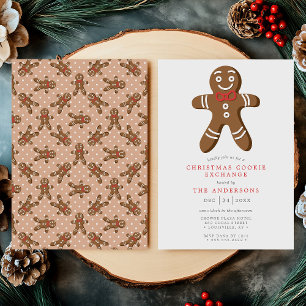 Invitation Tan Gingerbread Man Cookie Exchange Noël