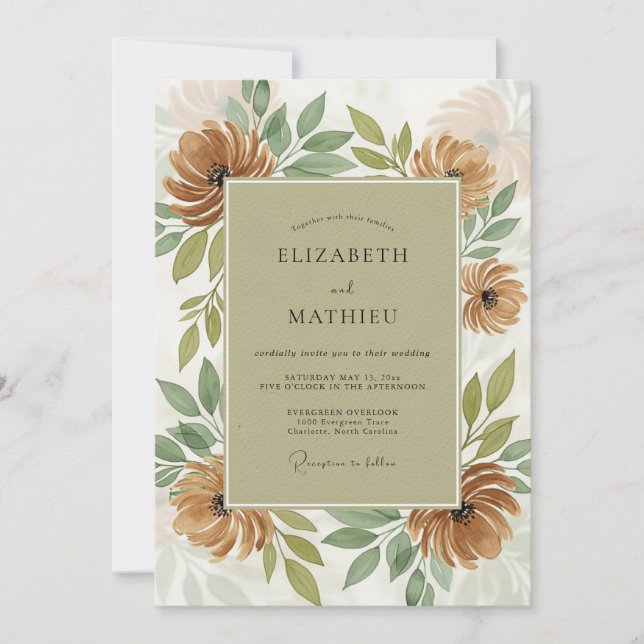 Invitation Tan Organic Autumnal Wedding (Devant)
