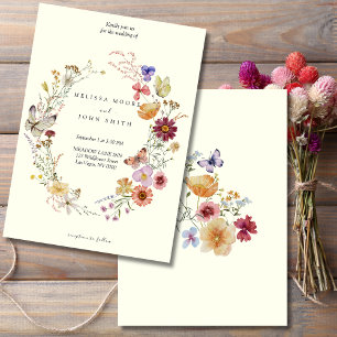Invitation Tan Rustic Boho Fleur sauvage Mariage