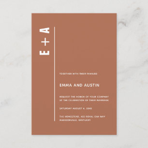Invitation Tan Toscan Moderne Minimal Gras Initiales Mariage