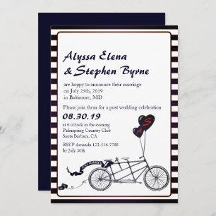 Invitation Tandem Bicycle Romantique Post Mariage Réception