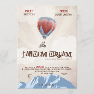 Invitation Tandem Love Dream Wedding Invite (Style De Film)