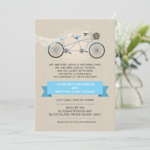Invitation Tandem Mariage Vélo Faux Linen