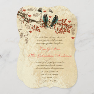 Invitation Tangerine Automne Feuilles Vintage Mariage d'oisea