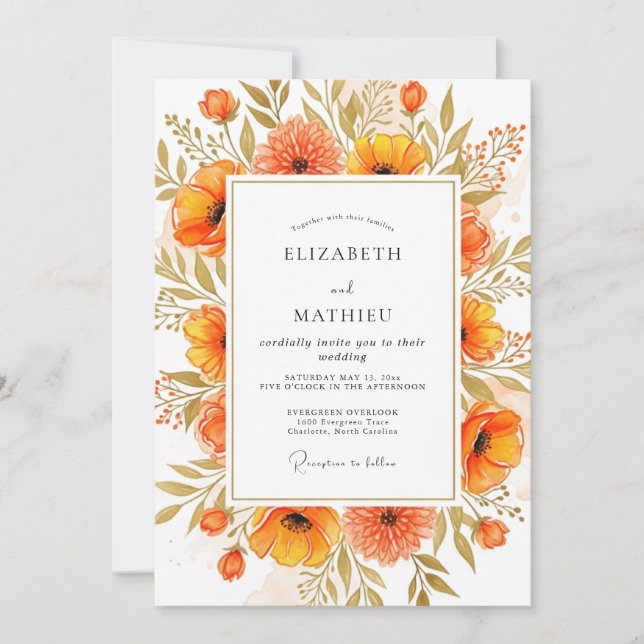 Invitation Tangerine Captivating Autumnal Wedding (Devant)