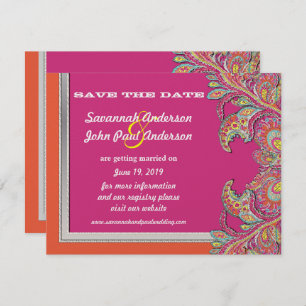 Invitation Tangerine d'argent et mariage Fuchsia Enregistrer 