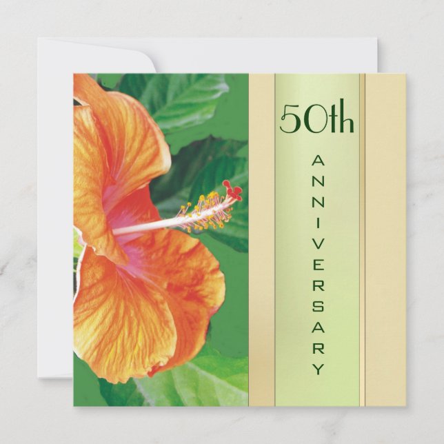 Invitation Tangerine Hibiscus 50e anniversaire de mariage (Devant)