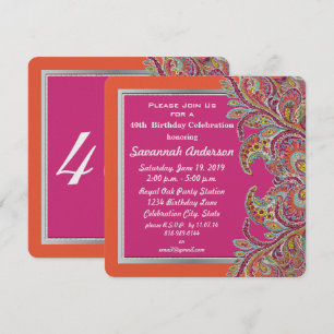 Invitation Tangerine marocaine & Fuchsia 40ème anniversaire