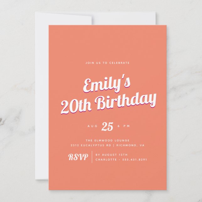 Invitation Tangerine Orange | Retro Summer Birday Party (Devant)