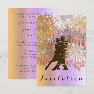 Invitation Tango Ball Carnival Dance Party Gold Ombre violet