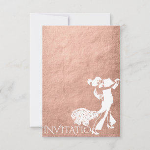 Invitation Tango Classique Danse Rose Rose Or Blanc