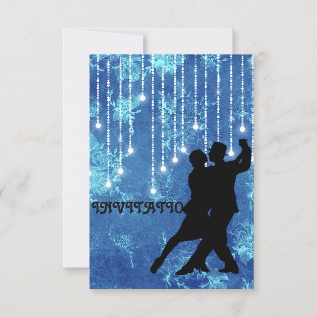 Invitation Tango Flamenco Danse latine Bleu (Devant)