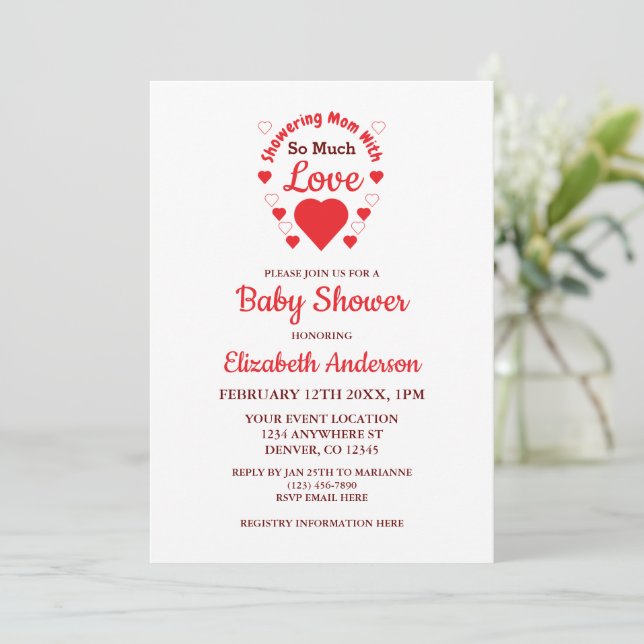 Invitation Tant de Baby shower d'amour (Debout devant)