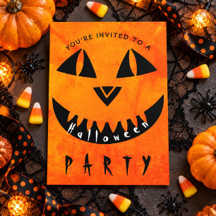 Invitation Tape à l'œil Citrouille Orange Typographie Hallowe