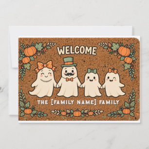 Invitation Tapis de porte Halloween Famille de Fantômes Migno