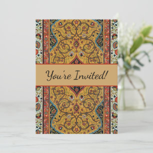 Invitation Tapis Élegant Tapisserie Perse Antique Riche