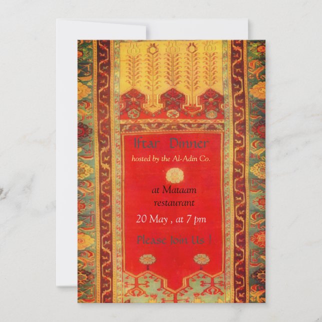 Invitation Tapis oriental Style Ladik - dîner d'iftar (Devant)