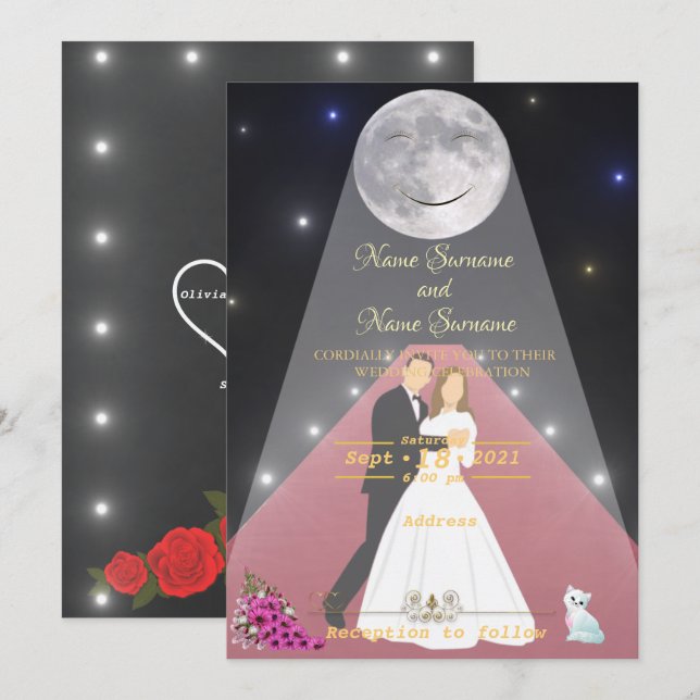 Invitation Tapis rouge clair de lune (Devant / Derrière)