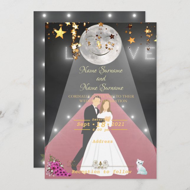 Invitation Tapis rouge clair de lune (Devant / Derrière)