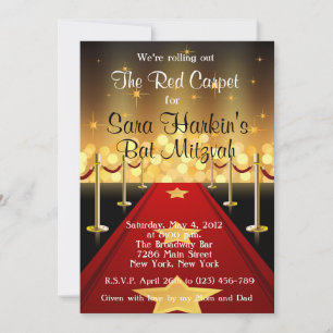 Invitation Tapis Rouge Hollywood Bat Mitzvah Anniversaire