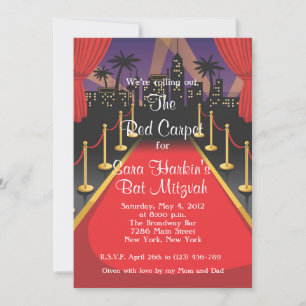 Invitation Tapis Rouge Hollywood Bat Mitzvah Anniversaire Inv