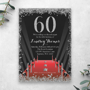 Invitation Tapis Rouge Hollywood Paillettes Argent 60e Annive