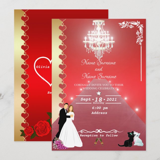 Invitation Tapis rouge-lustre (Devant / Derrière)
