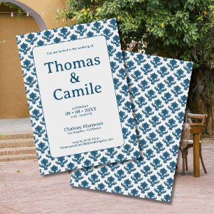 Invitation Tapisserie française Mariage bleu et blanc