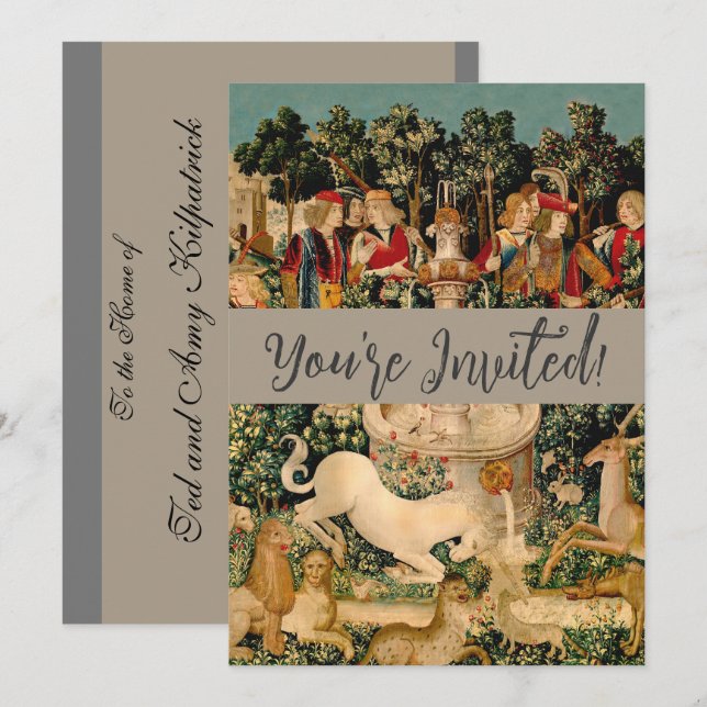 Invitation Tapisseries de licorne médiévale Impression : Met  (Devant / Derrière)