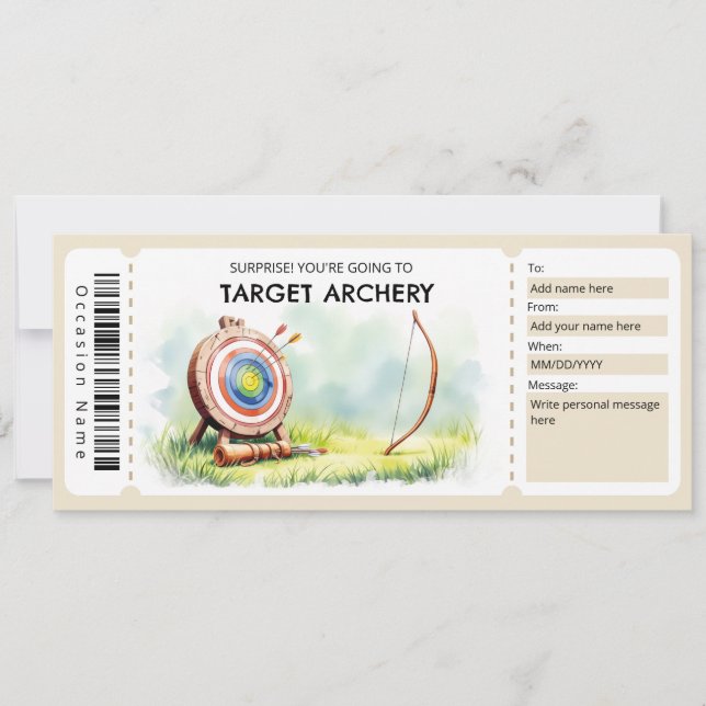 Invitation Target Archery Gift Ticket  (Devant)