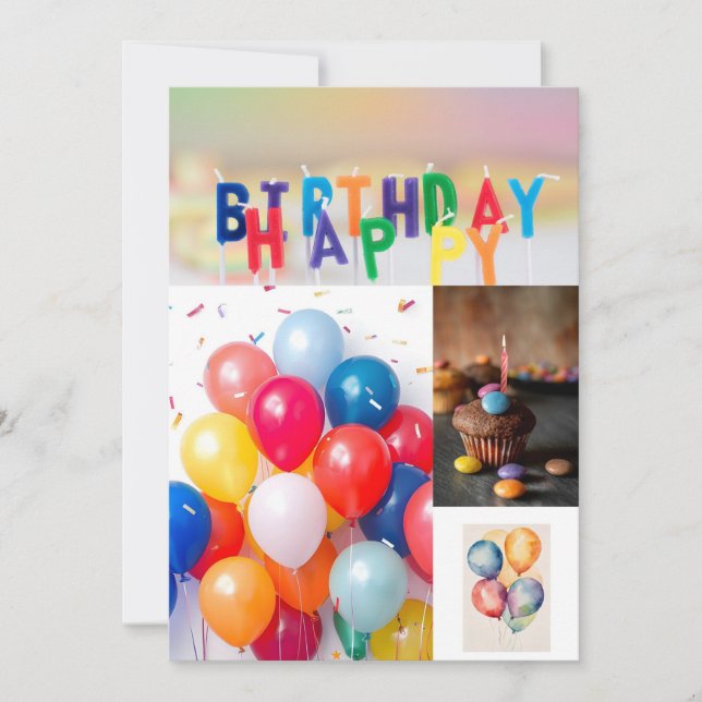 Invitation Tarjeta de cumpleaños dulce y divertida – Happy Bi (Devant)