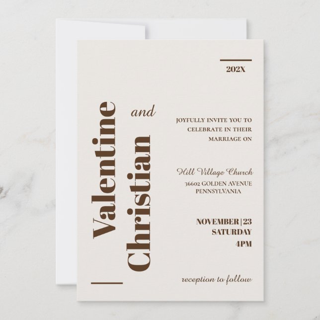 Invitation Tarjeta de Invitación Boda Minimal Modern Foto (Devant)