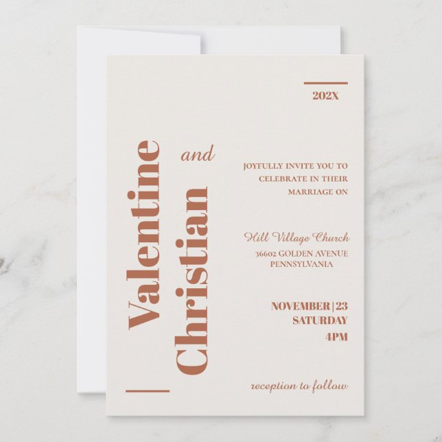 Invitation Tarjeta de Invitación Boda Minimal Modern Foto (Devant)