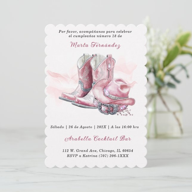 Invitation Tarjetas de Cumpleaños Personalizadas Para Adultes (Debout devant)