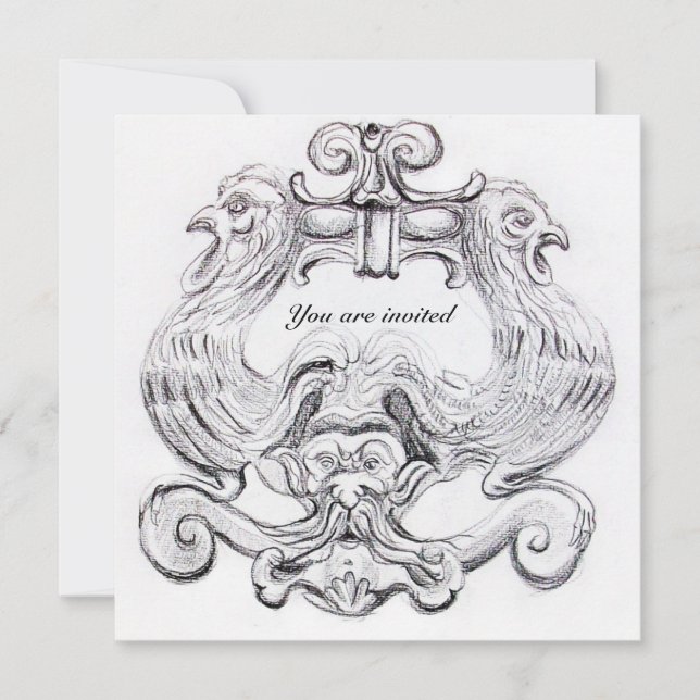 Invitation TAROT / ANTIQUE FLORENTIN GROTESQUE Noir Blanc (Devant)