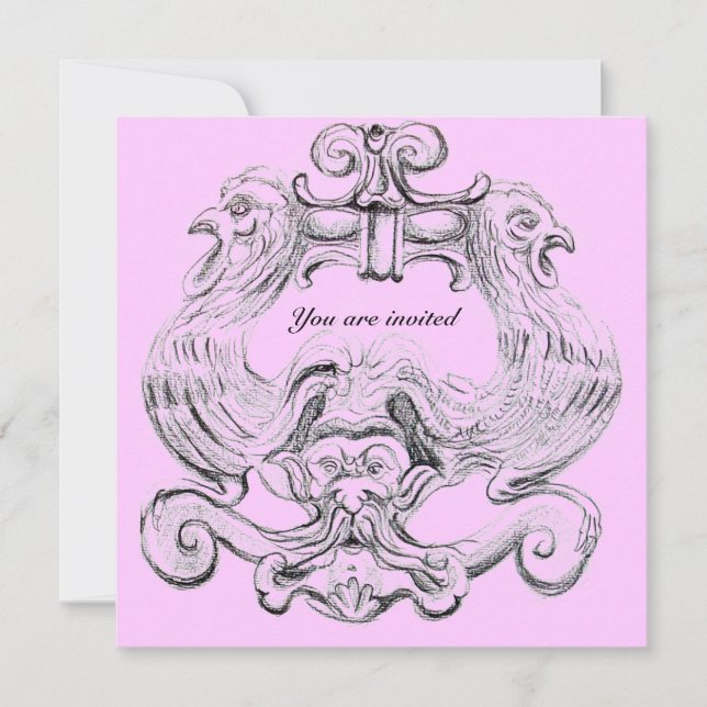Invitation TAROT / ANTIQUE FLORENTINE GROTESQUE Rose Noir (Devant)