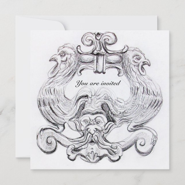 Invitation TAROT/ ANTIQUE FLORENTINE GROTESQUE violet blanc (Devant)